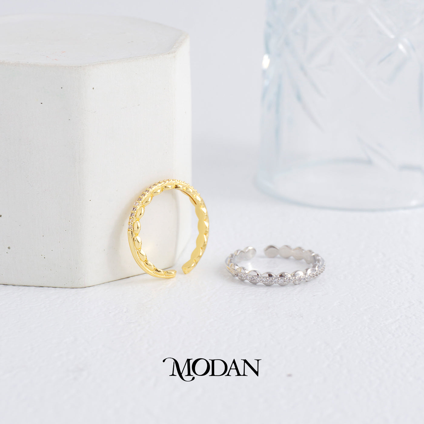 Dainty Scalloped Eternity Ring Cincin Listring Kelopak Bulat Ramping Hypoallergenic Gold Plated