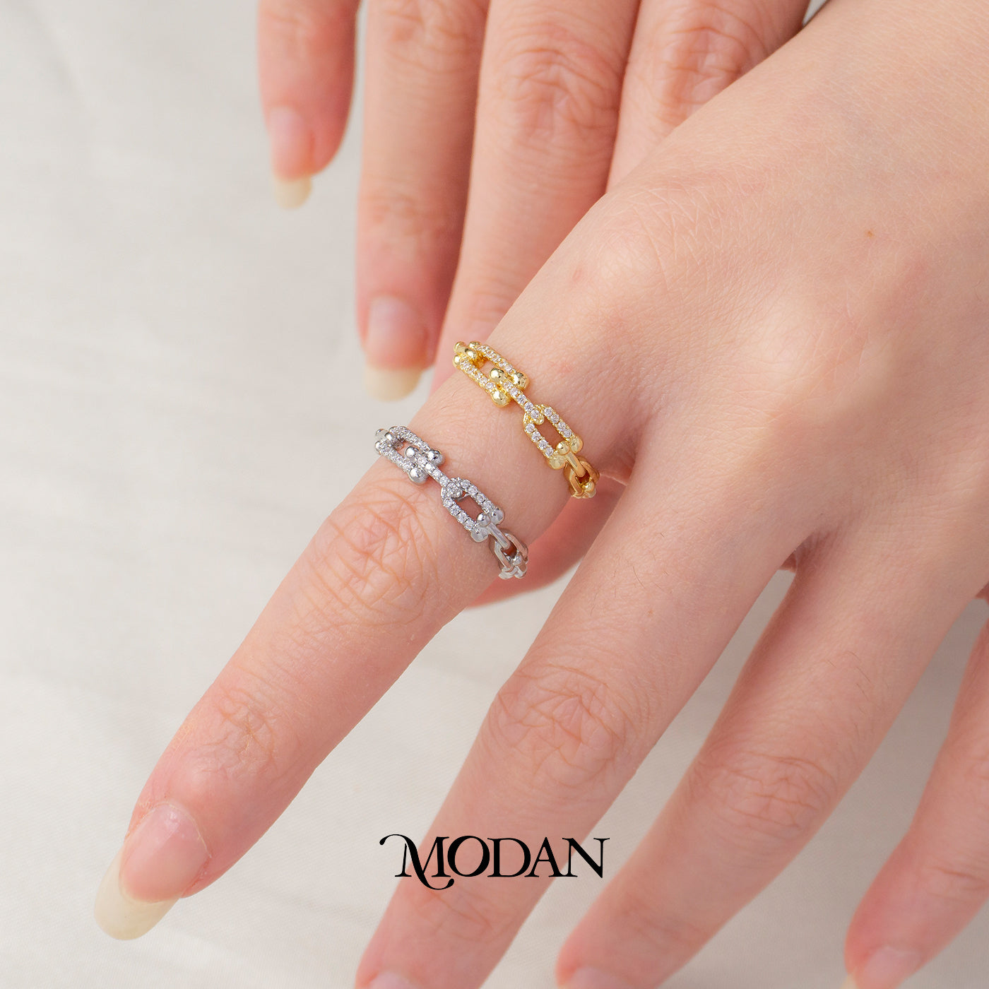 Interlocking Cable Chain Ring Cincin Sambungan Rantai Hypoallergenic Gold Plated