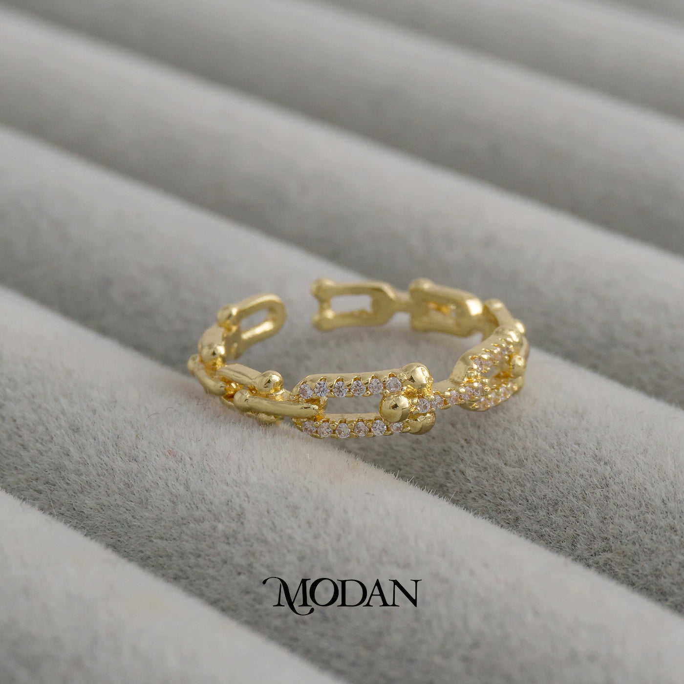 Interlocking Cable Chain Ring Cincin Sambungan Rantai Hypoallergenic Gold Plated
