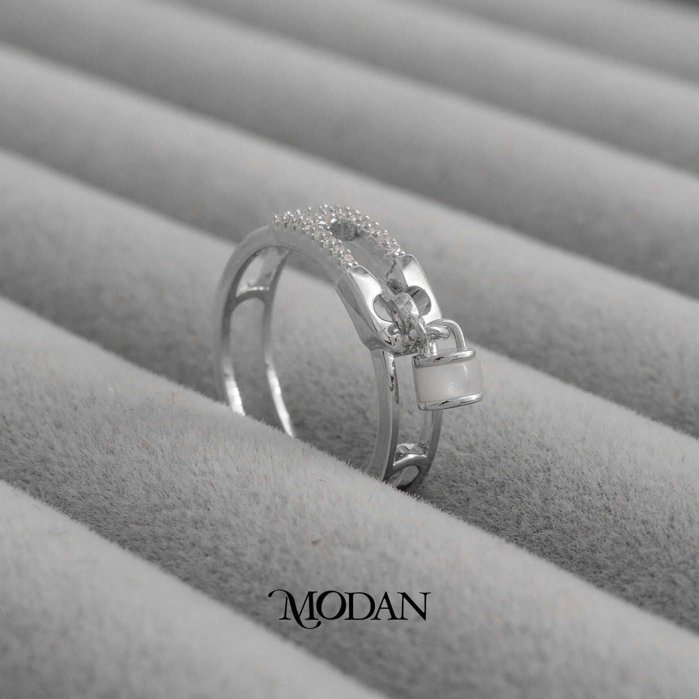 Safety Pin Dangle Lock Ring Cincin Model Peniti Gantungan Gembok Hypoallergenic Gold Plated