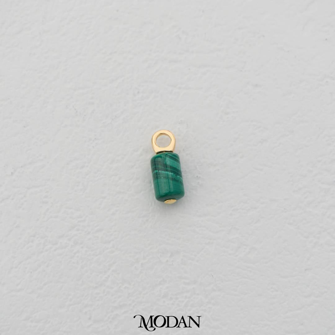 Malachite Natural Gemstones Tube Pendant Charm DIY Charm Liontin Batu Hijau Bentuk Tabung Hypoallergenic Gold Filled