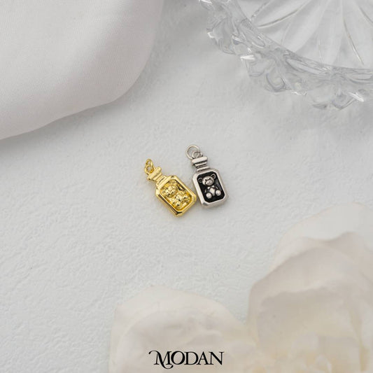 Mini Teddy Bear in A Bottle Charm DIY Charm Liontin Anak Beruang Hypoallergenic Gold Filled