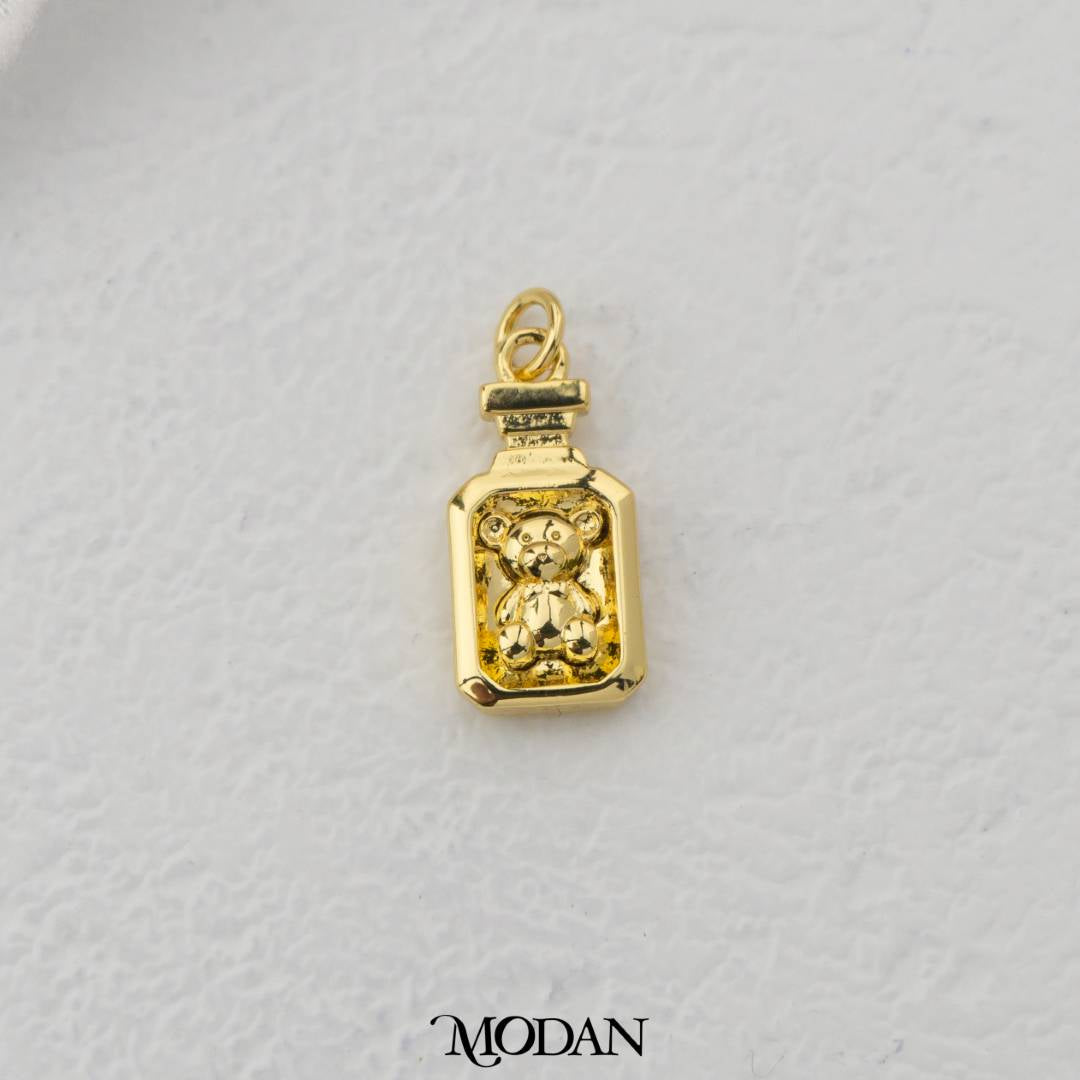 Mini Teddy Bear in A Bottle Charm DIY Charm Liontin Anak Beruang Hypoallergenic Gold Filled