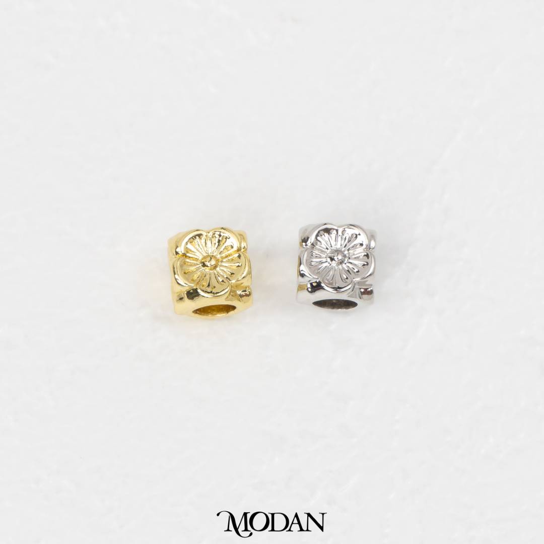 Flower Square DIY Beads Liontin Manik Bunga Kotak Hypoallergenic Gold Filled