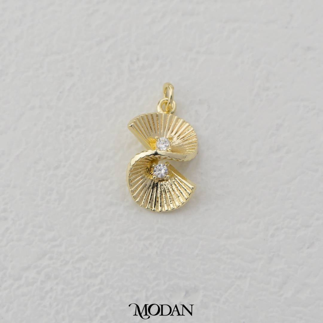 Twisted Fan Charm DIY Charm Liontin Geometric Hypoallergenic Gold Filled