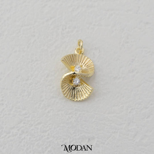 Twisted Fan Charm DIY Charm Liontin Geometric Hypoallergenic Gold Filled