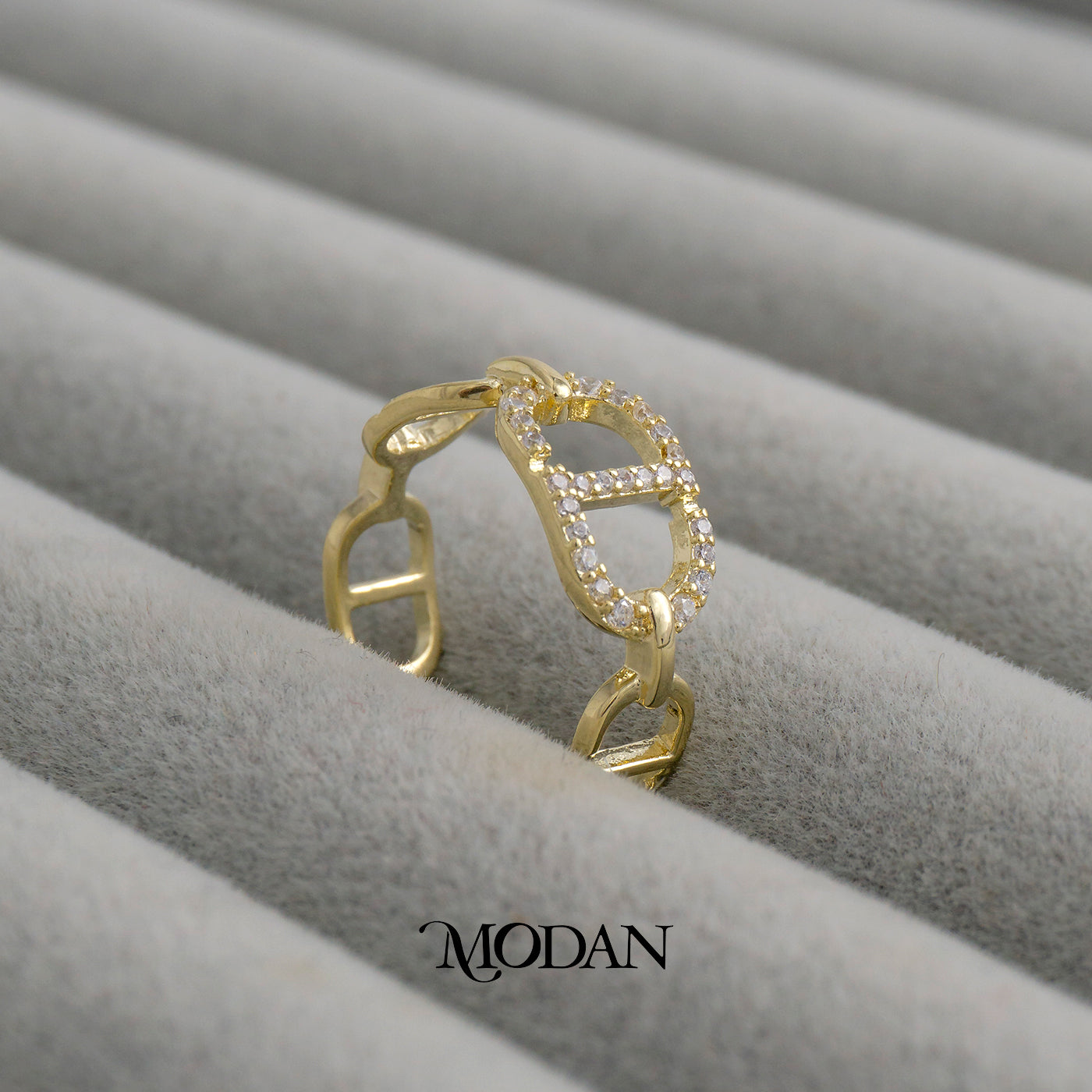 Elegant Anchor Chain Ring Cincin Rantai Jangkar Hypoallergenic Gold Plated