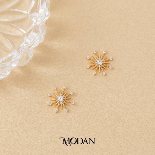 (16mm) Sparkling Starburst Stud Earrings Anting Tusuk Bintang Hypoallergenic Gold Plated