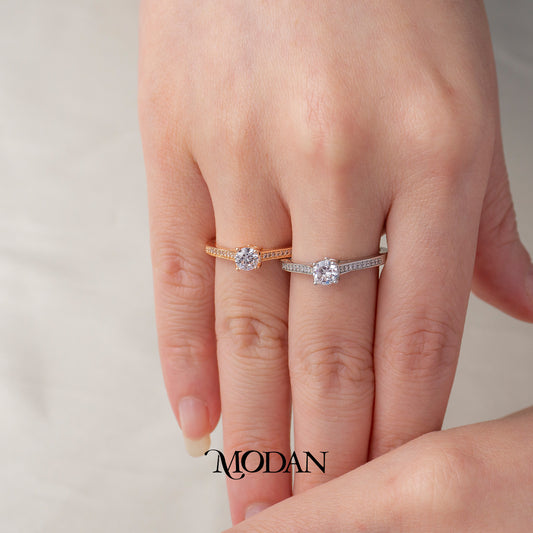 Classic Moissanate Wedding Ring Cincin Kawin Klasik Zirconia Hypoallergenic Gold Plated