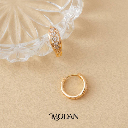 (15mm) Sparkling Vine Love Heart Hoop Earrings Anting Elegan Hypoallergenic Gold Plated