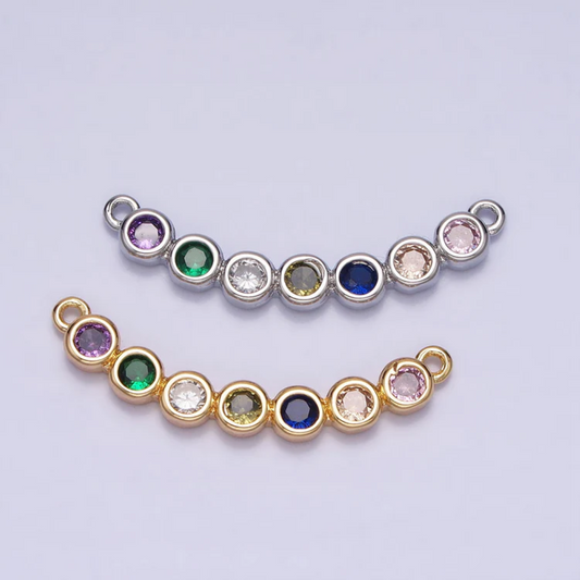 Colorful Round Bezel Set Curved DIY Connector Liontin Konektor Pesta Pernikahan Warna - Warni Hypoallergenic Gold Plated