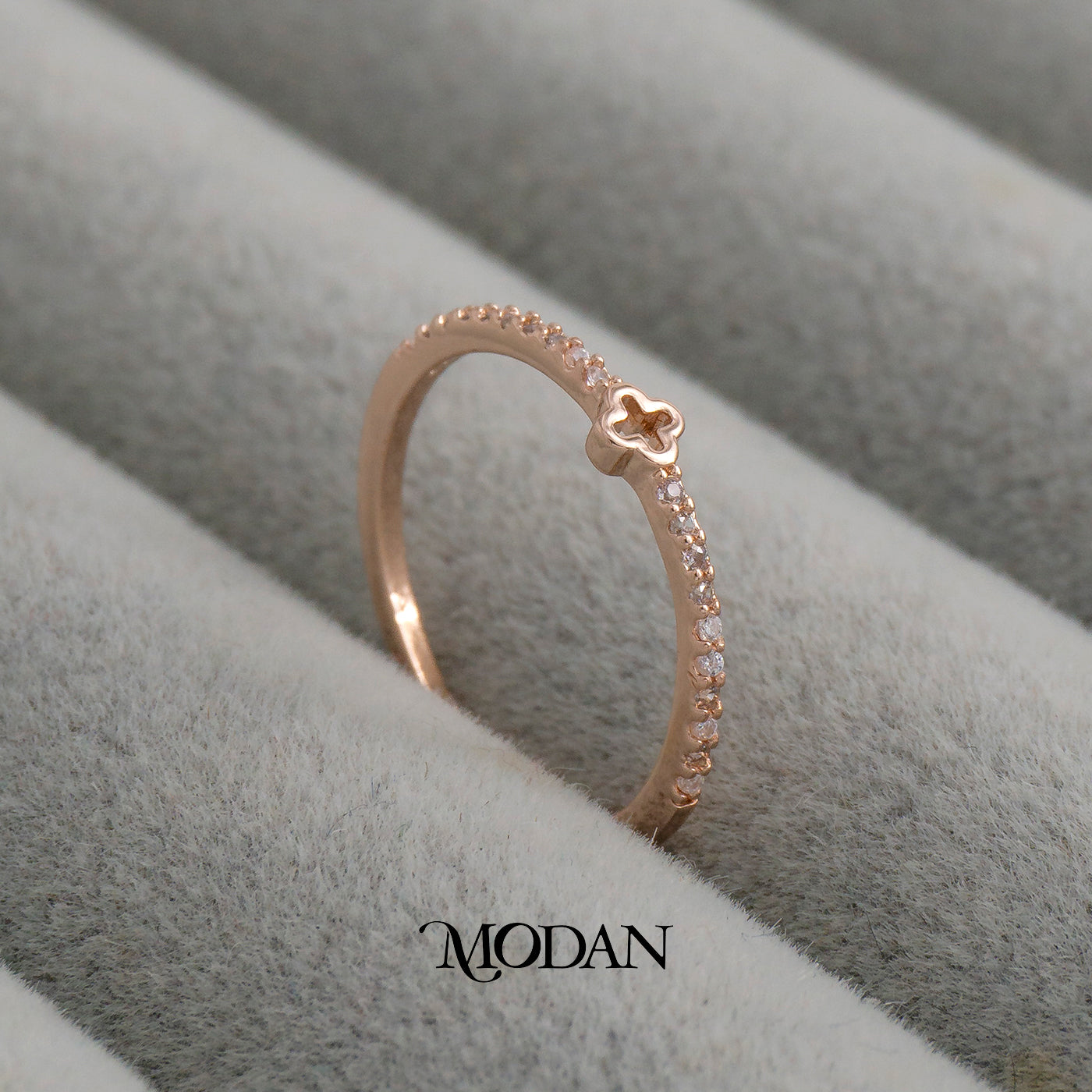 Dainty Rose Gold Clover Ring Cincin Semanggi Keberuntungan Hypoallergenic Gold Plated
