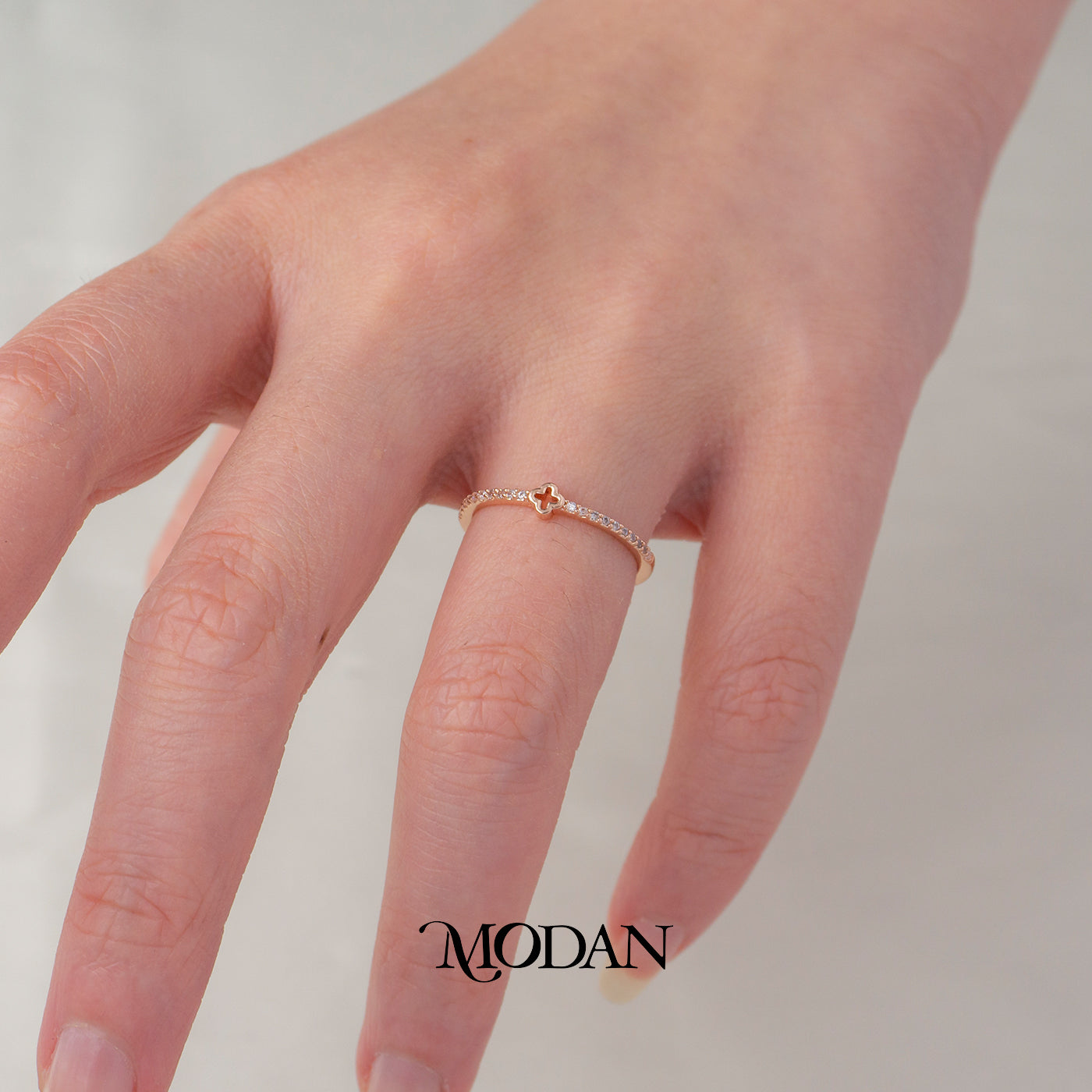 Dainty Rose Gold Clover Ring Cincin Semanggi Keberuntungan Hypoallergenic Gold Plated
