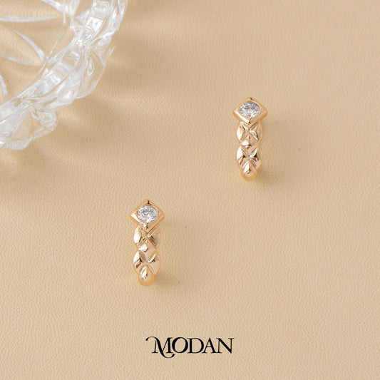(16mm) Sparkling Braid Hoop Earrings Anting Simple Hypoallergenic Gold Plated