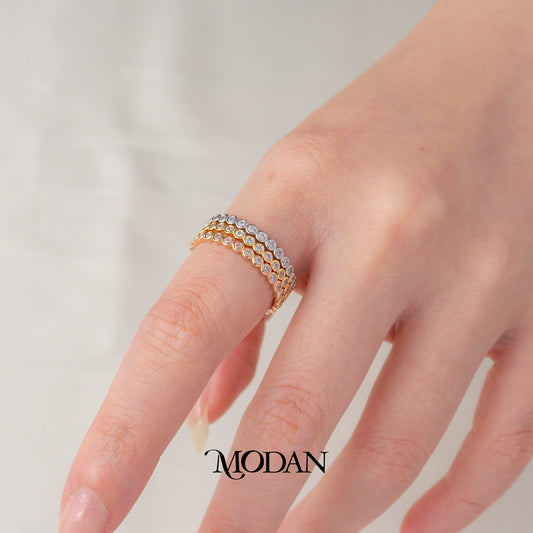 Bezel Round Cut Stacking Ring Cincin Tumpuk Bulat Hypoallergenic Gold Plated
