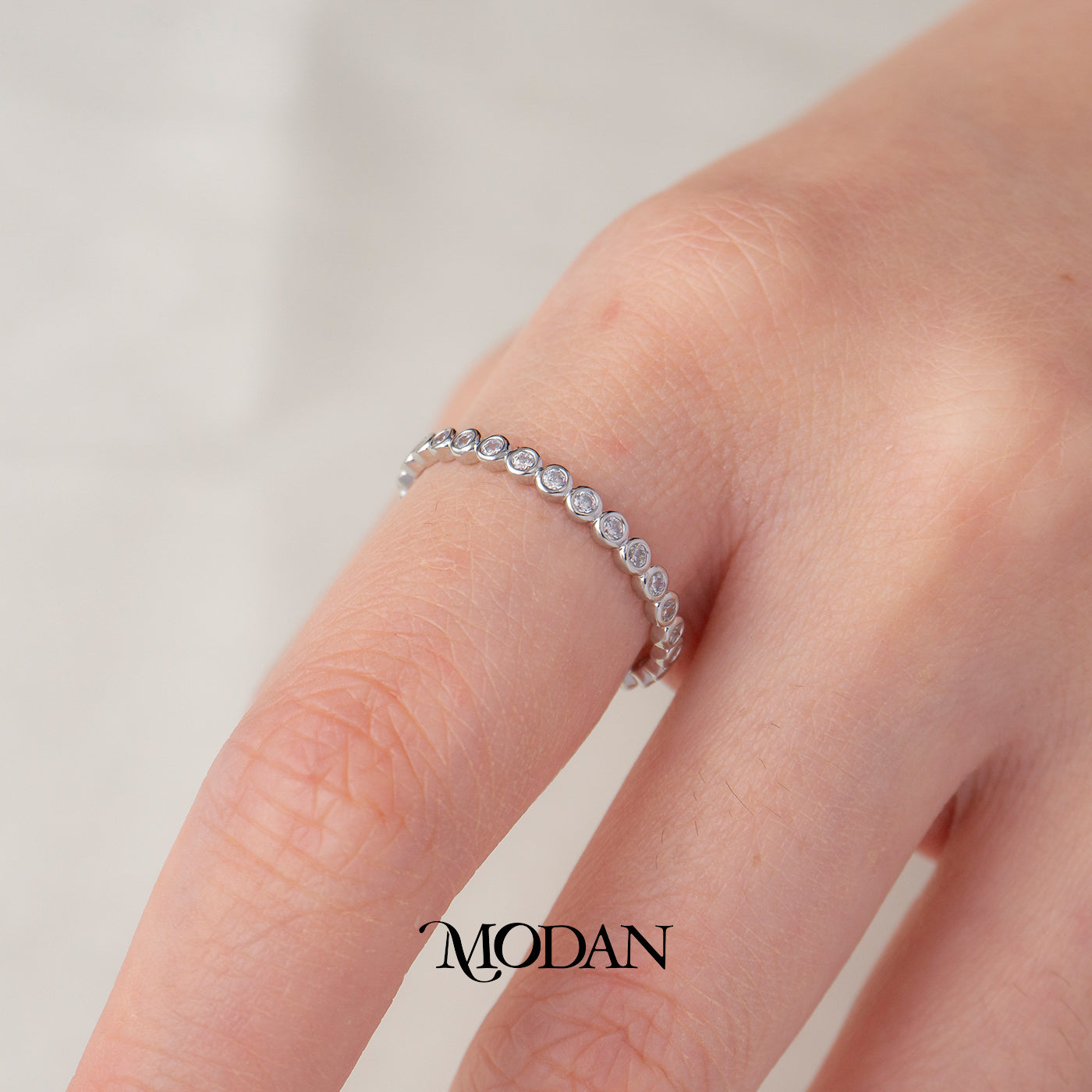 Bezel Round Cut Stacking Ring Cincin Tumpuk Bulat Hypoallergenic Gold Plated