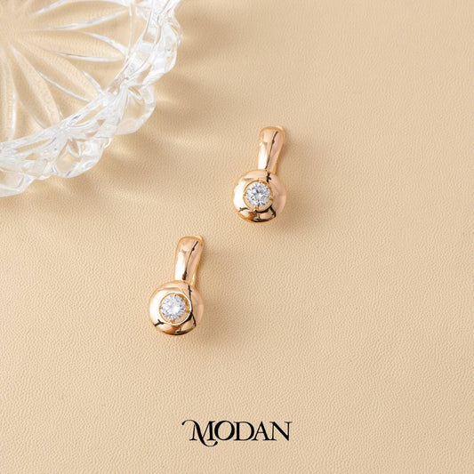 (22mm) Simple Chunky Round Solitaire Hoop Earrings Anting Bulat Hypoallergenic Gold Plated