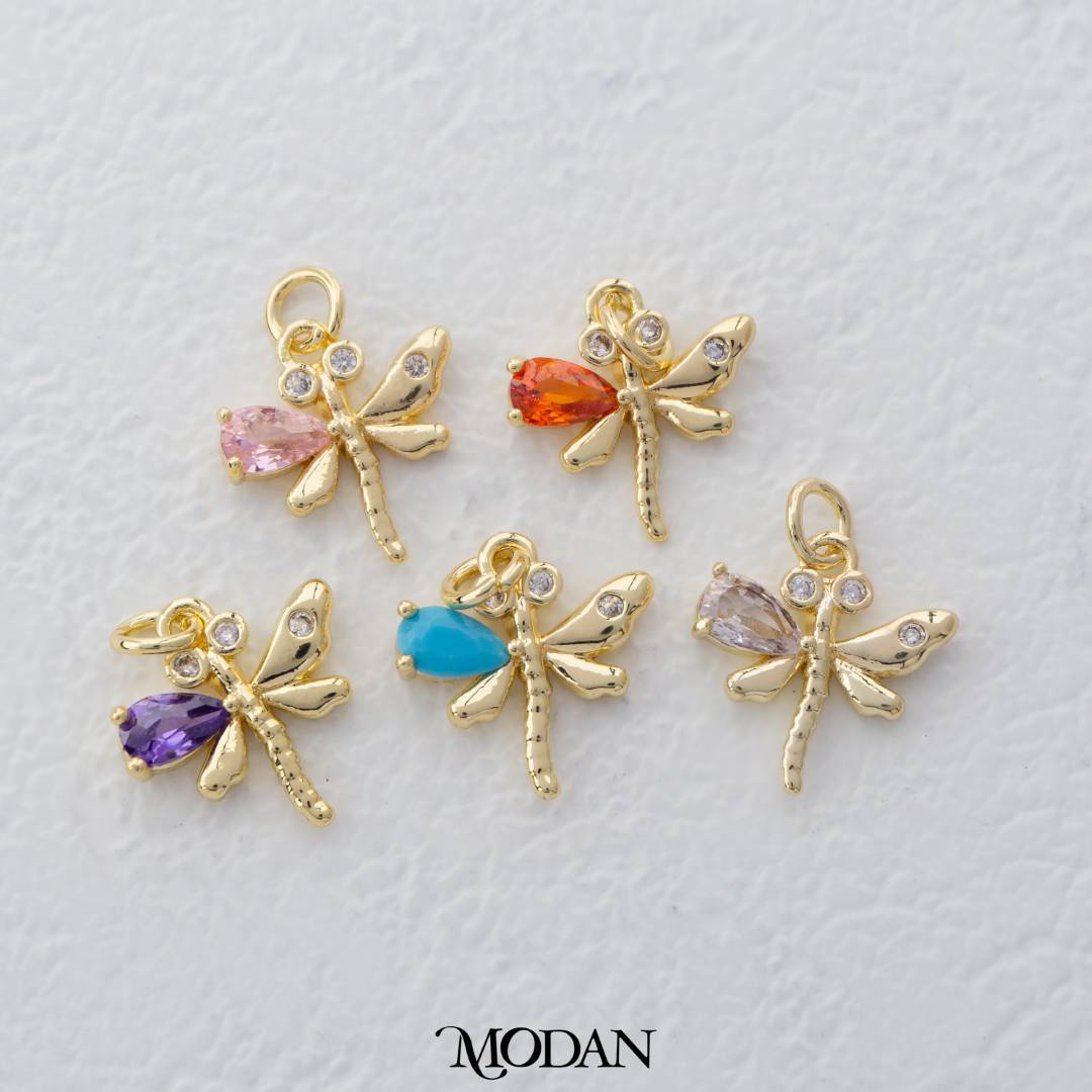 Mini Colorful Dragonfly Charm DIY Charm Liontin Capung Hypoallergenic Gold Filled