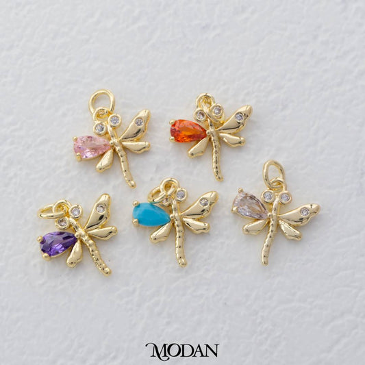 Mini Colorful Dragonfly Charm DIY Charm Liontin Capung Hypoallergenic Gold Filled