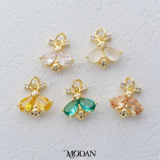 Mini Colorful Queen Bee Charm DIY Charm Liontin Lebah Hypoallergenic Gold Filled
