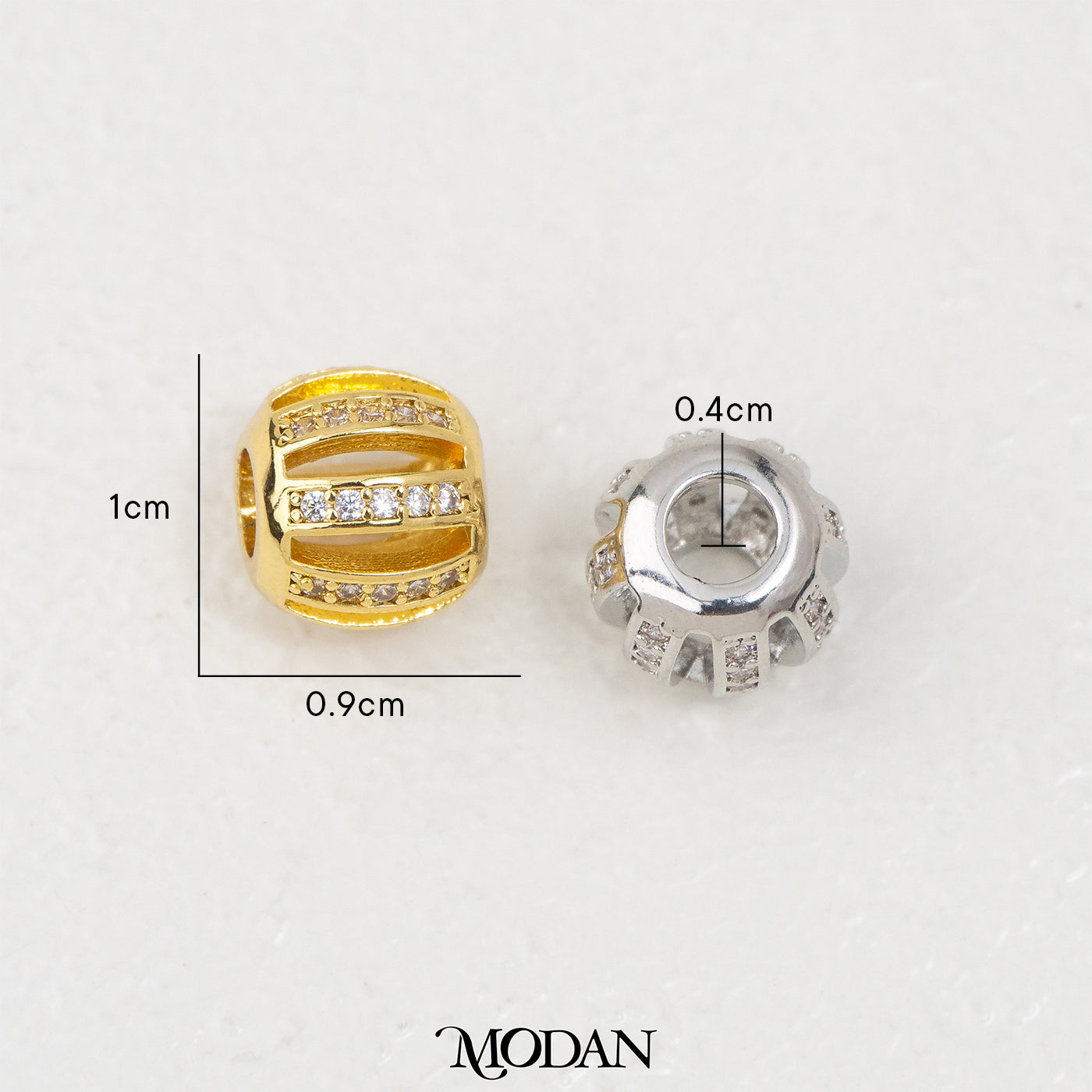 Round Paved DIY Beads Manik Bulat Batuan Zirconia Hypoallergenic Gold Filled