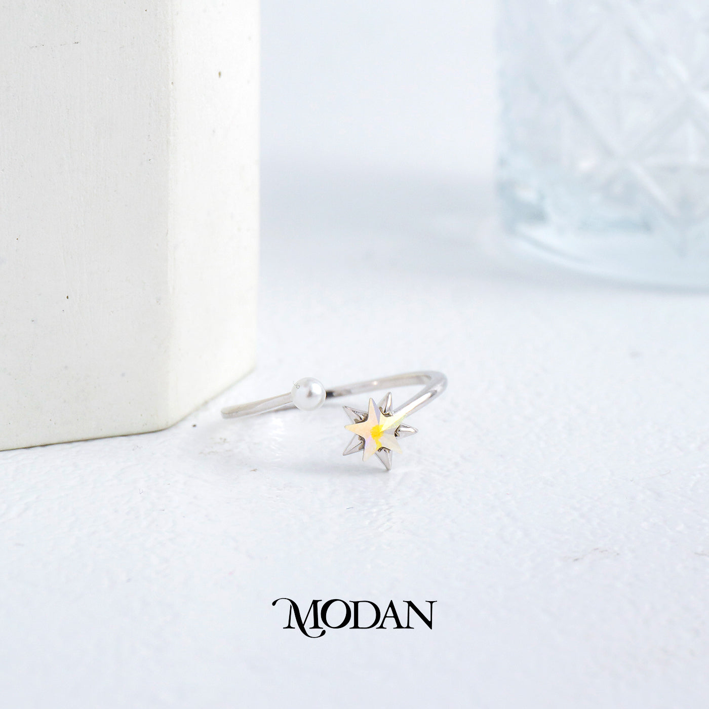 Celestial Star Pearl Open Adjustable Ring Cincin Bintang Mutiara Hypoallergenic Gold Plated