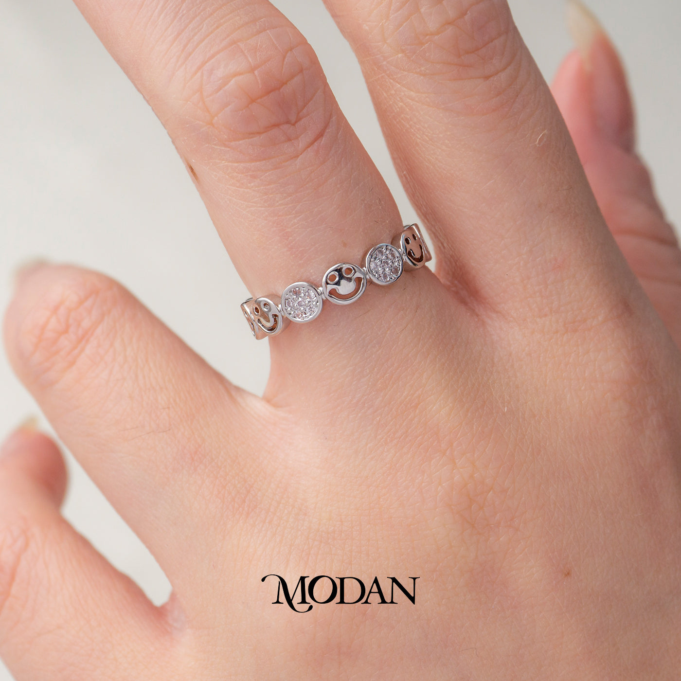 Sparkling Bubble Smiley Emoji Ring Cincin Emoji Senyum Hypoallergenic Gold Plated