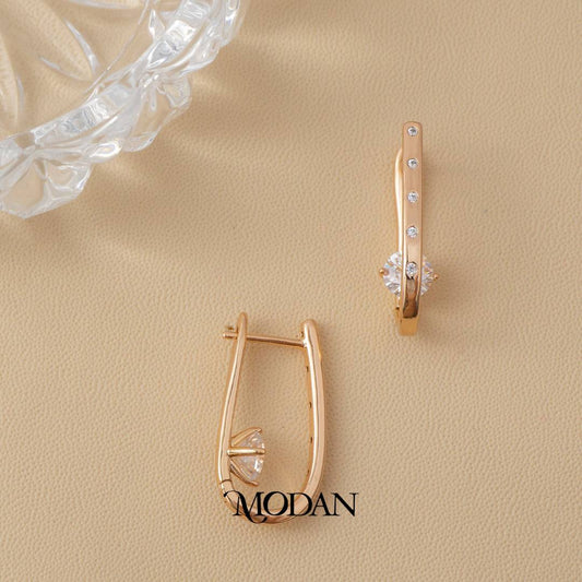 (21mm) Dazzling Simple Twisted Hoop Earrings Anting Spiral Hypoallergenic Gold Plated