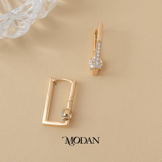 (22mm) Dazzling Simple Rectangle Bar Hoop Earrings Anting U Hypoallergenic Gold Plated