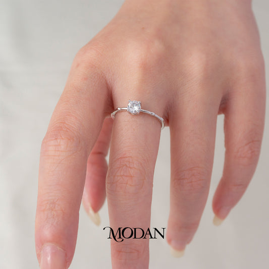 Elegant Single Solitaire Ring Cincin Mata Satu Tunangan Hypoallergenic Triple White Gold Filled