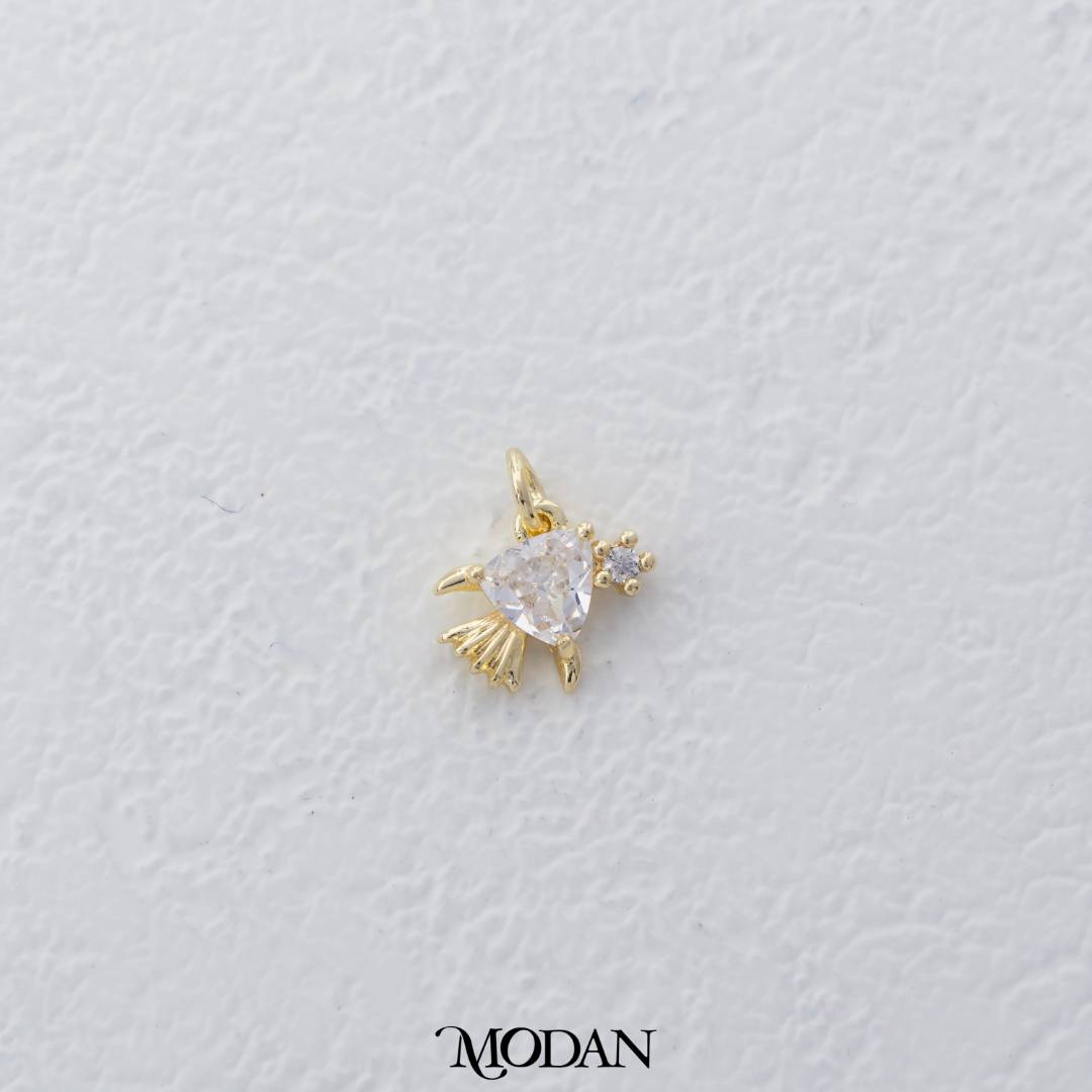 Mini Fish Shaped Love Heart DIY Charm Liontin Hati Hypoallergenic Gold Plated