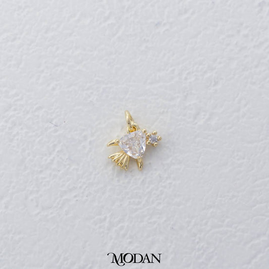 Mini Fish Shaped Love Heart DIY Charm Liontin Hati Hypoallergenic Gold Plated