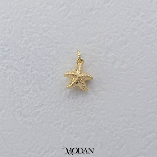 Tiny Textured Starfish Charm DIY Charm Liontin Bintang Laut Hypoallergenic Gold Filled