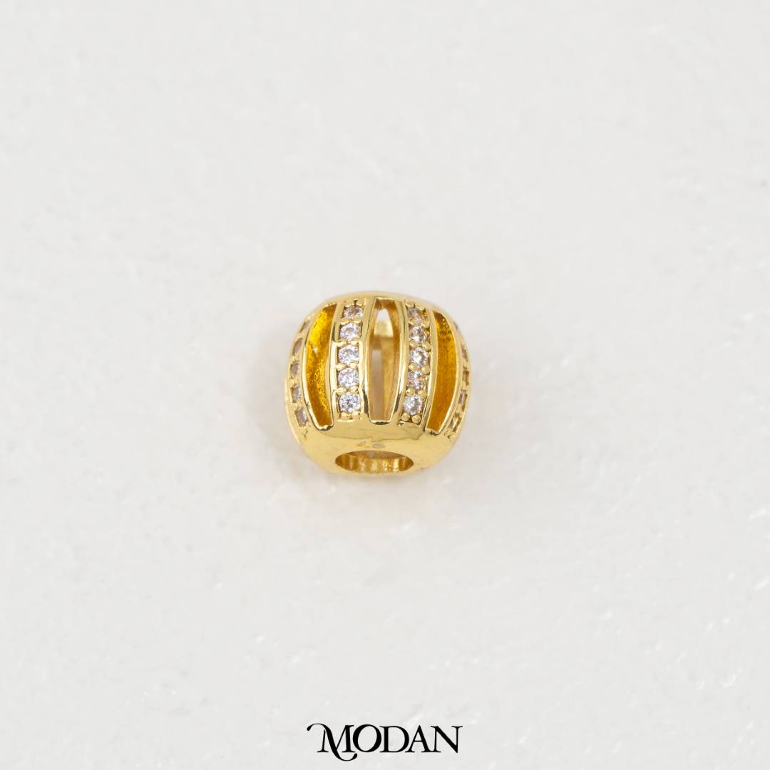 Round Paved DIY Beads Manik Bulat Batuan Zirconia Hypoallergenic Gold Filled