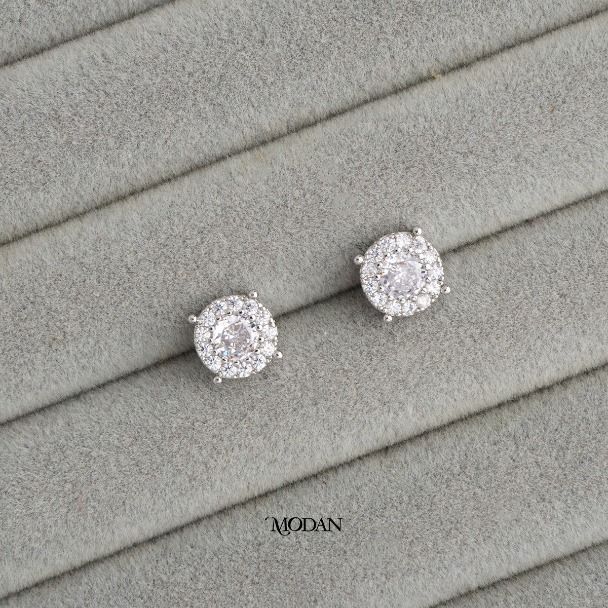 (12mm) Sparkling Round Zirconia Circle Stud Earrings Anting Tusuk Bulat Hypoallergenic Gold Plated