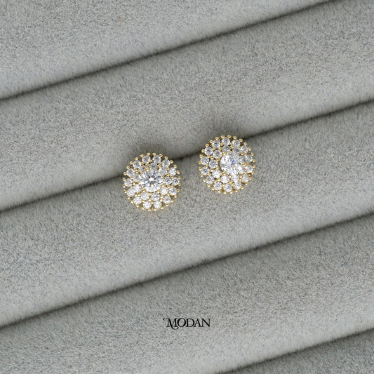 (10mm) Micro Paved Simple Circle Stud Earrings Anting Tusuk Lingkaran Hypoallergenic Gold Plated