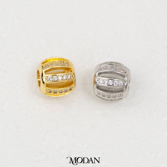 Round Paved DIY Beads Manik Bulat Batuan Zirconia Hypoallergenic Gold Filled