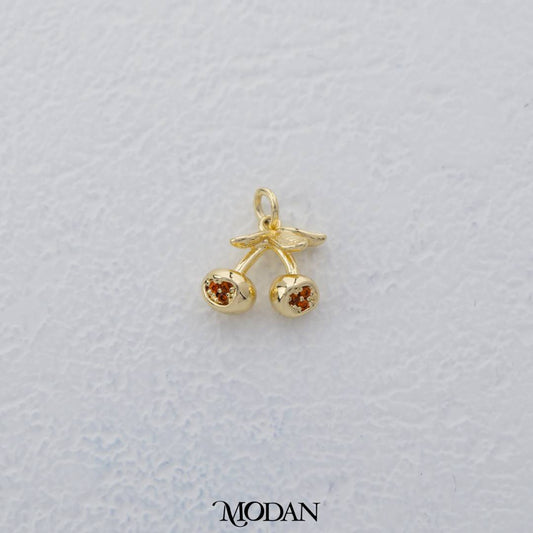 Plain Mini Red Cherry Charm DIY Charm Liontin Buah Ceri Hypoallergenic Gold Filled