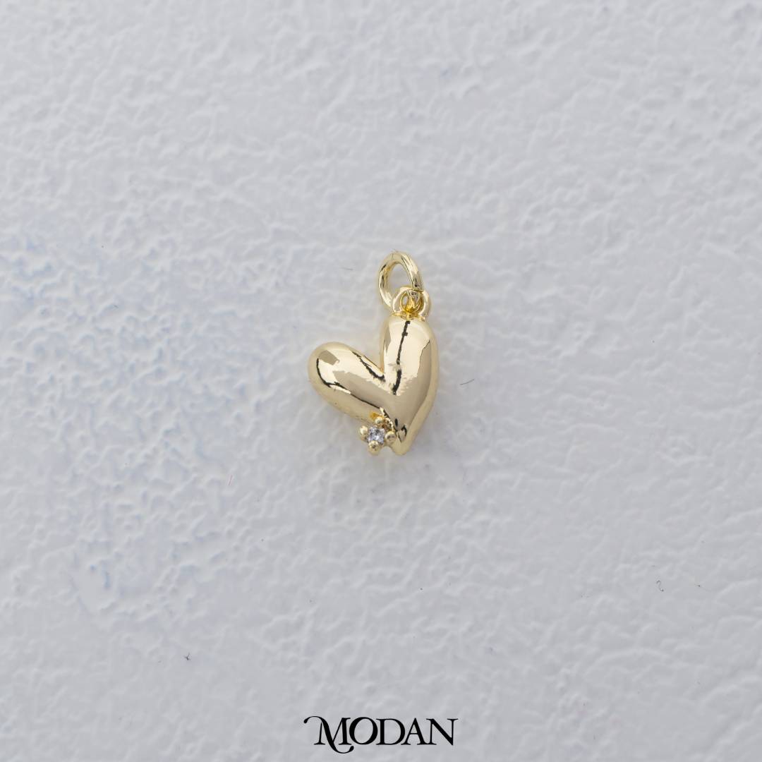 Mini Simple Single Zirconia Love Heart DIY Charm Hati Cinta Kecil Hypoallergenic Gold Filled