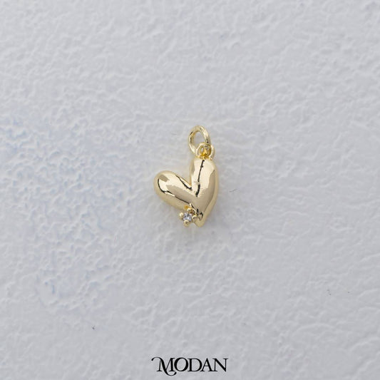 Mini Simple Single Zirconia Love Heart DIY Charm Hati Cinta Kecil Hypoallergenic Gold Filled