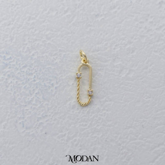 Mini Dainty Single Paperclip Charm DIY Charm Liontin Persegi Panjang Bulat Hypoallergenic Gold Filled