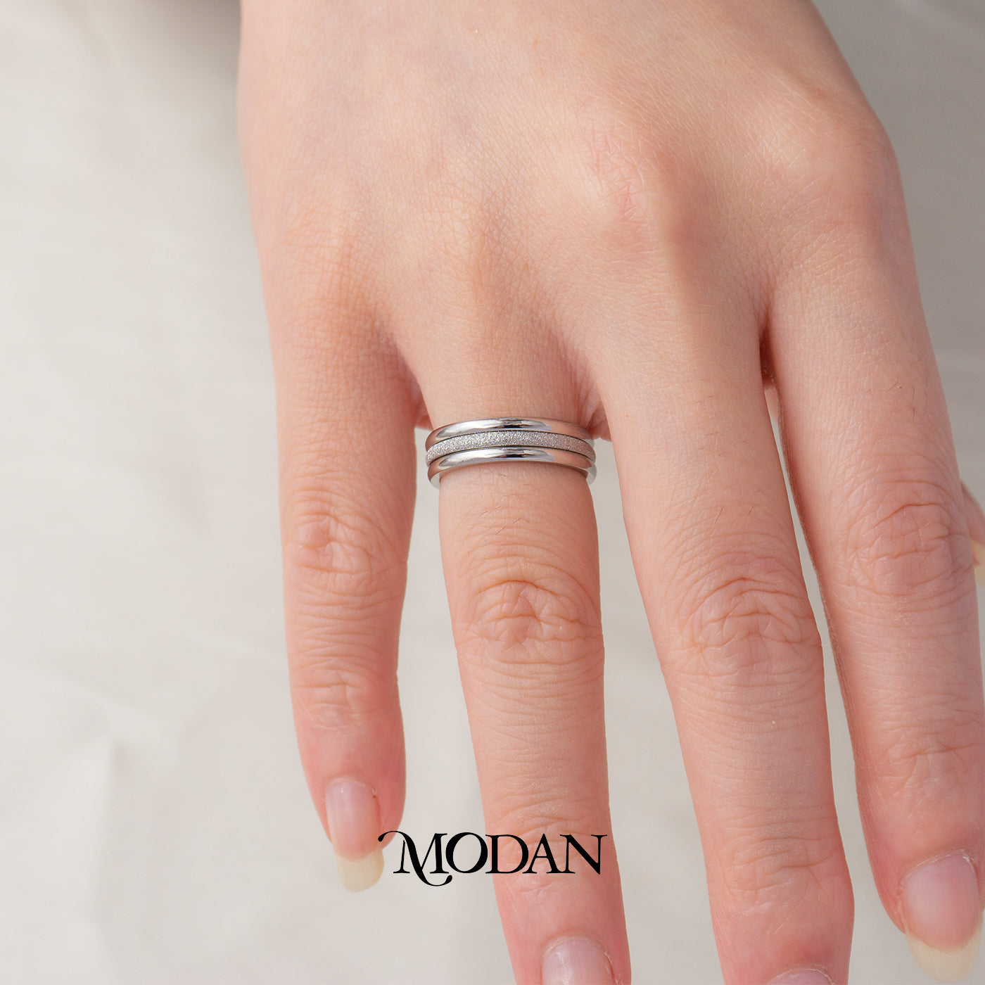 (1 Set isi 3) Minimalist Stacked Ring Cincin Tumpuk 3 Lapis Hypoallergenic Stainless Steel