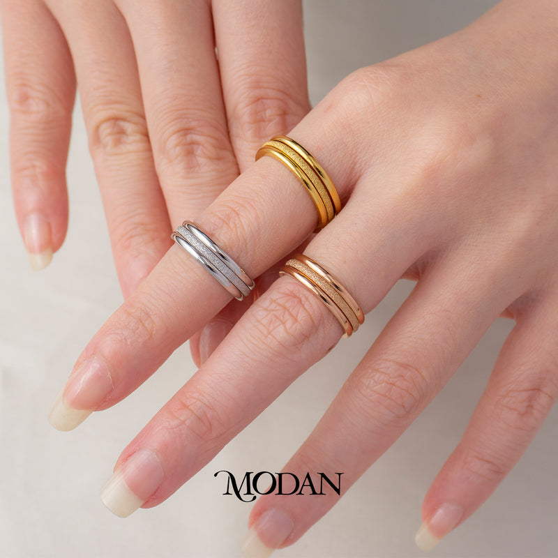 (1 Set isi 3) Minimalist Stacked Ring Cincin Tumpuk 3 Lapis Hypoallergenic Stainless Steel