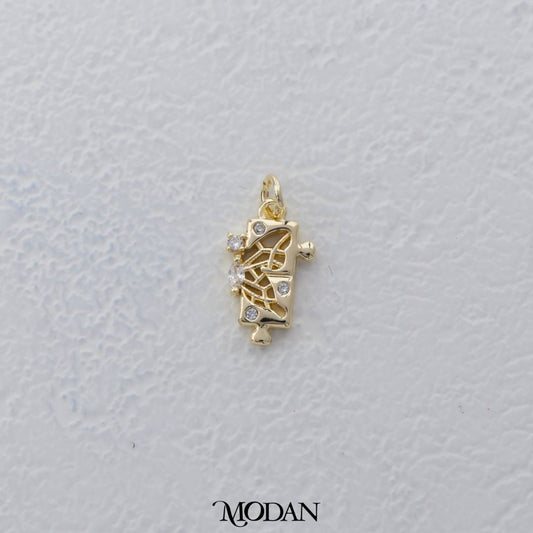 Mini Dainty Patterned Charm DIY Charm Liontin Abstrak Hypoallergenic Gold Filled