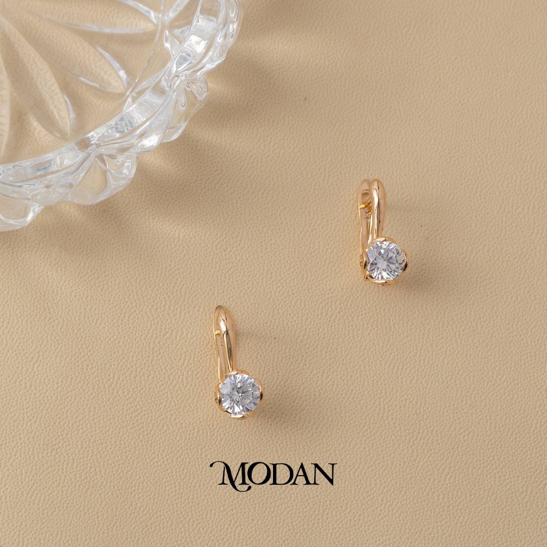 (16mm) Vintage Round Zirconia Hoop Earrings Anting Bulat Hypoallergenic Gold Plated