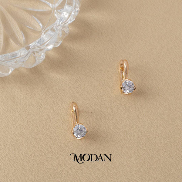 (16mm) Vintage Round Zirconia Hoop Earrings Anting Bulat Hypoallergenic Gold Plated