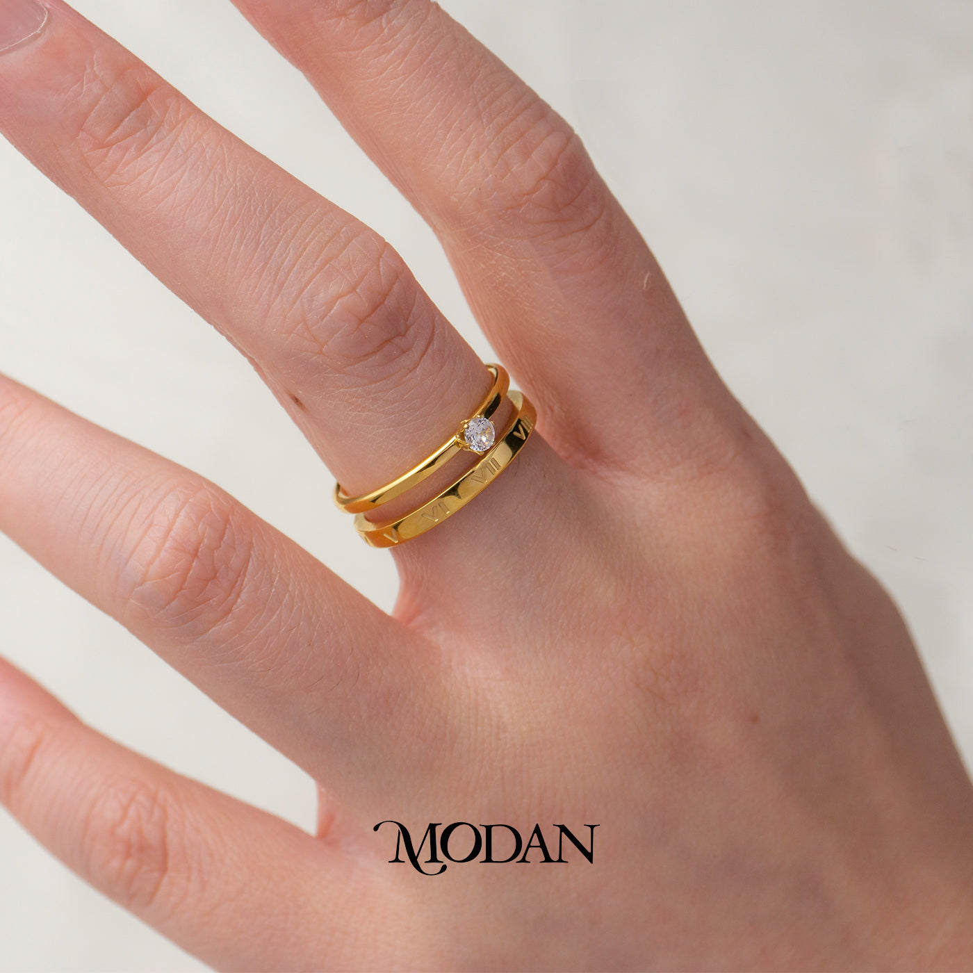 Roman Numeral Double Band Ring Cincin 2 Layer Angka Romawi Hypoallergenic Stainless Steel