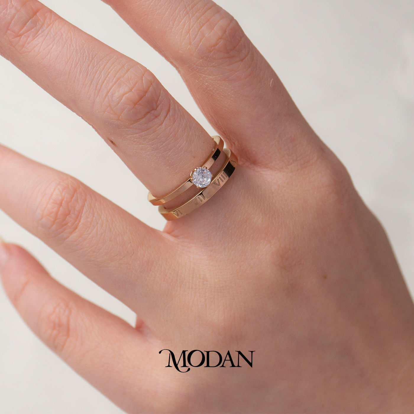 Roman Numeral Double Band Ring Cincin 2 Layer Angka Romawi Hypoallergenic Stainless Steel