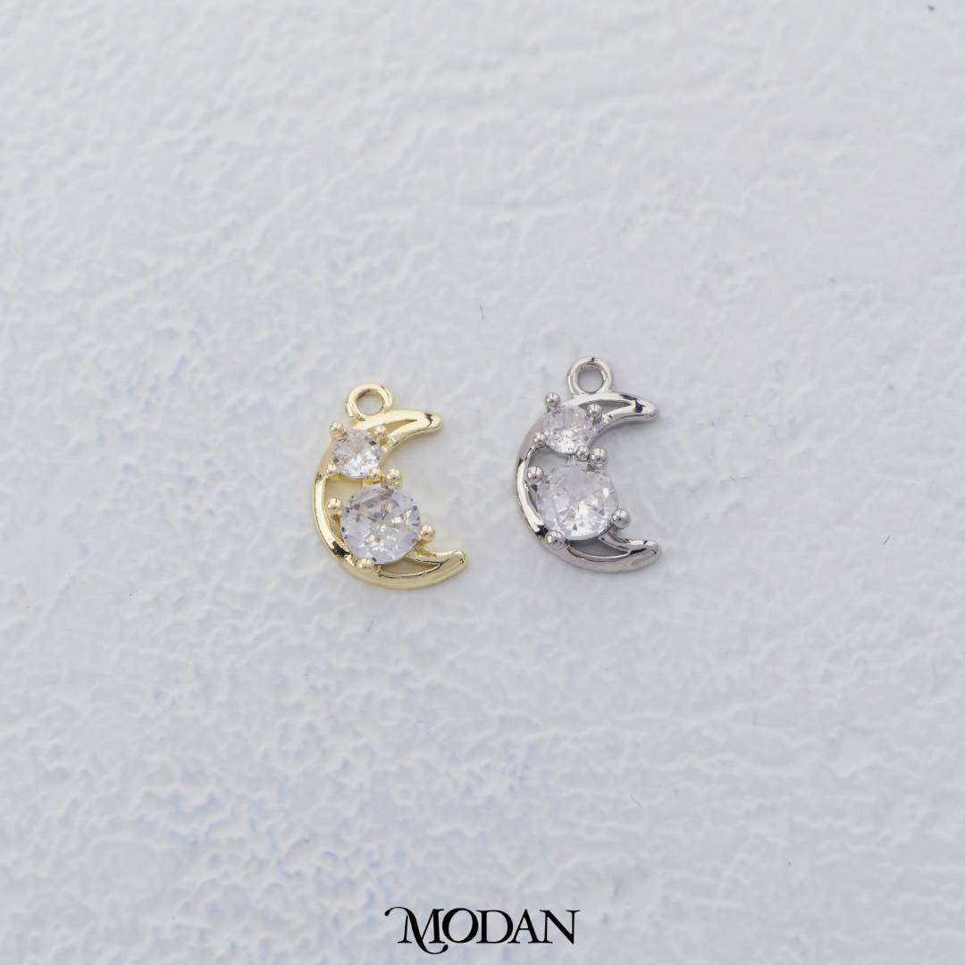 Sparkling Moon Charm DIY Charm Liontin Bulan Berlian Hypoallergenic Gold Plated