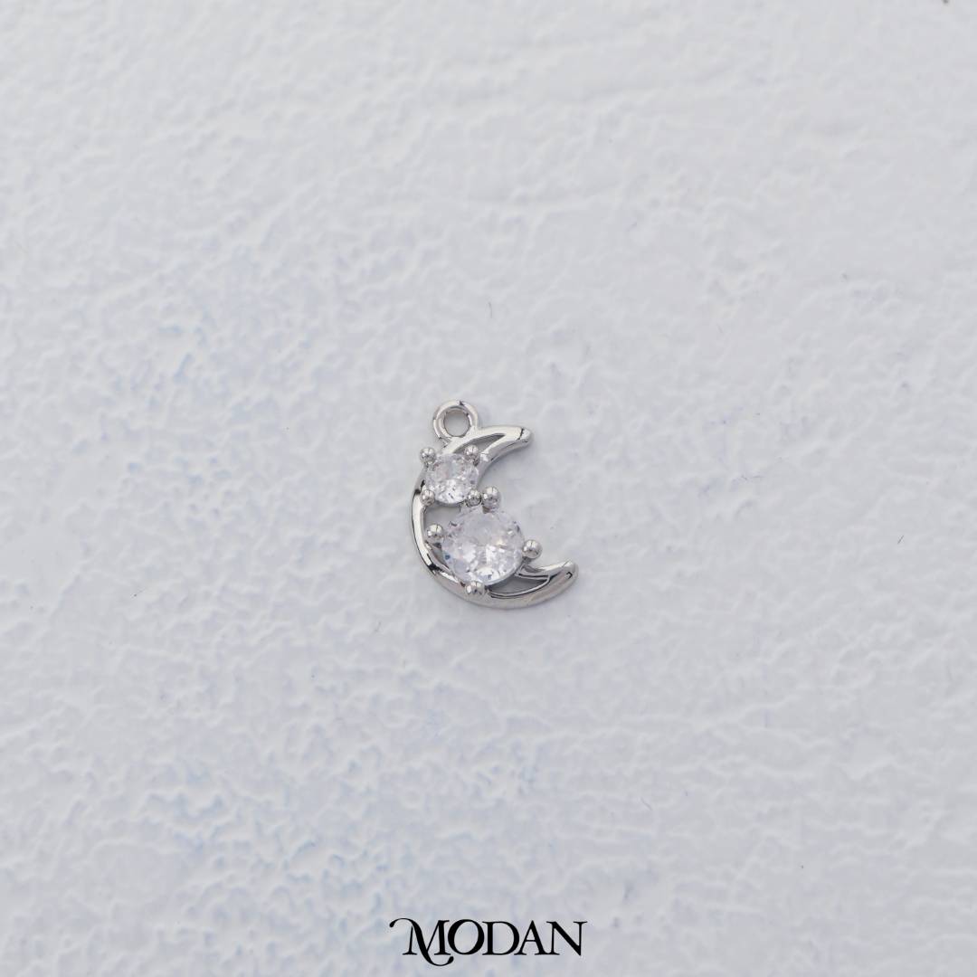 Sparkling Moon Charm DIY Charm Liontin Bulan Berlian Hypoallergenic Gold Plated